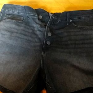 High waisted gray denim shorts